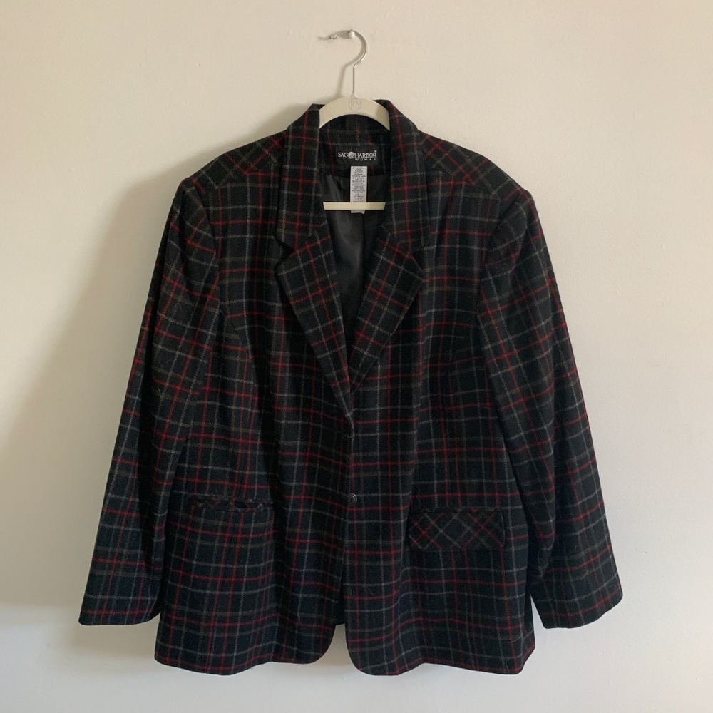Sag Harbor Black and Red plaid blazer